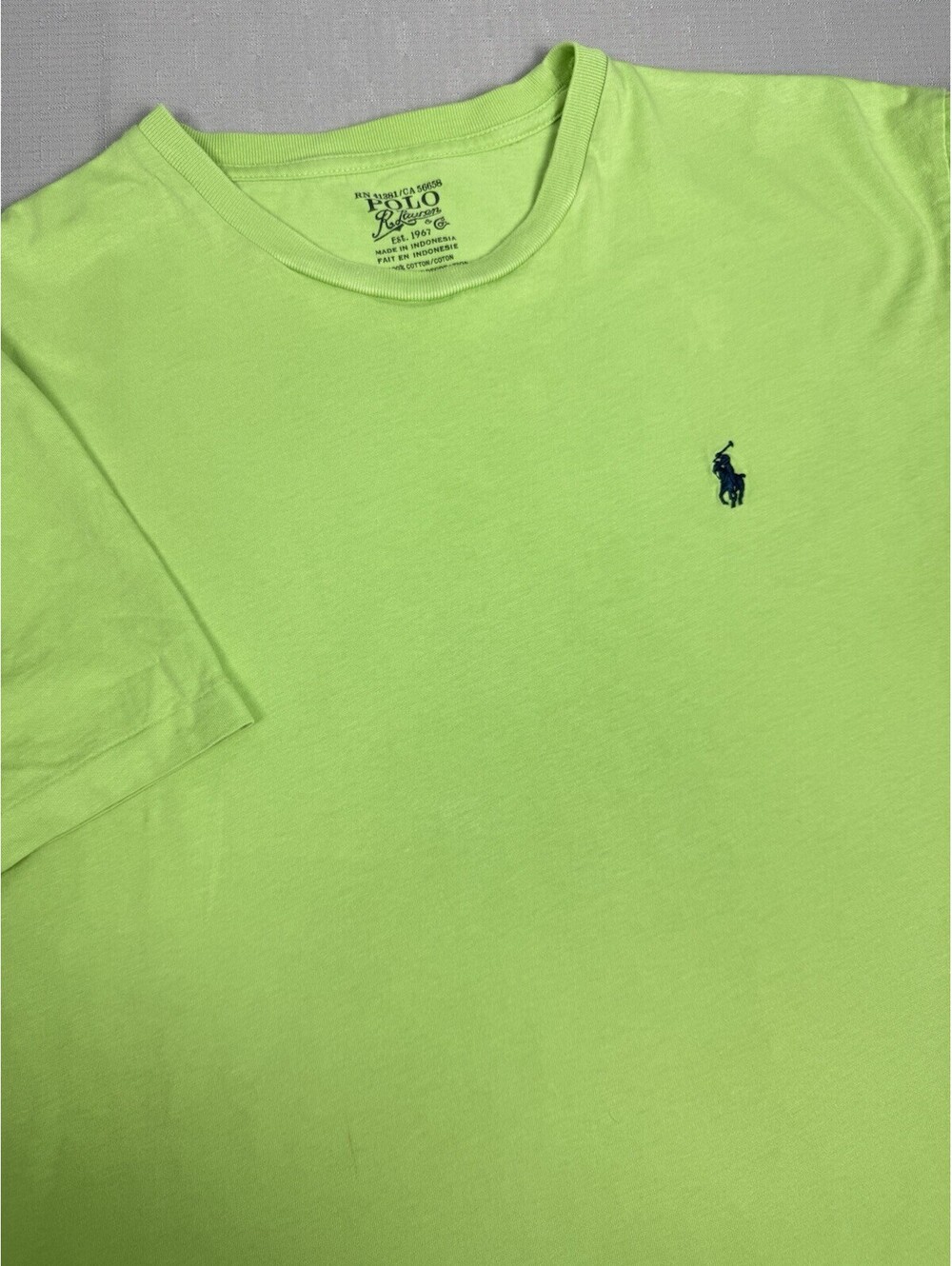 Polo Ralph Lauren Green Solid Logo T-Shirt Men's M Cotton Knit Crew Neck Short
